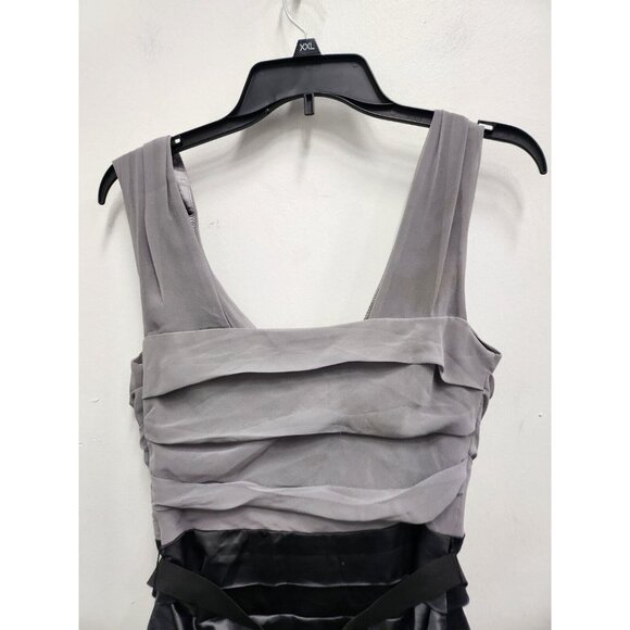 Express Womens Cocktail Dress Size 8 Gray Black Flat Ruffle Sleeveless Beaded - Picture 8 of 9